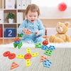 Children Geometric Shapes Color Matching Building Blocks Columns Toys(21 In 1 Colorful)