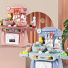 24 In 1 Childre Mini Kitchen Toys Girls Simulation Play House Cooking Kitchen Set, Model: With 14pcs Barbecue Pink
