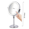 Desktop Double-SidedRound LED Luminous Makeup Mirror Liftable Magnifying Mirror, Specification:Plane + 10 Times Magnification(8-inch Battery Model)
