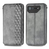For ASUS ROG Phone 7 Cubic Grid Pressed Magnetic Leather Phone Case(Grey)