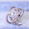 Rose Gold-plated Color Separation Ring Creative Cross Zircon Engagement Ring(7)