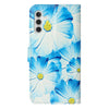 For Samsung Galaxy A36 Colored Drawing Marble Pattern Leather Phone Case(Blue Flower)
