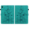 For Samsung Galaxy Tab A9 Lily Embossed Leather Tablet Case(Green)
