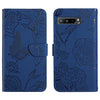 For Asus ROG Phone 3 ZS661KS Skin Feel Butterfly Peony Embossed Leather Phone Case(Blue)