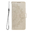 For Samsung Galaxy A36 Totem Flower Embossed Leather Phone Case with Lanyard(Gold)