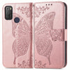 For Alcatel 1S 2021 Butterfly Love Flower Embossed Horizontal Flip Leather Case with Holder & Card Slots & Wallet & Lanyard(Rose Gold)