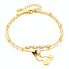 OPK GZ192 Simple Delicate Tassel Butterfly Flower Double Layers Stainless Steel Anklets(Gold)