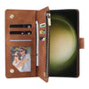 For Samsung Galaxy S25+ 5G Multifunctional Frosted Zipper Wallet Leather Phone Case(Brown)