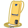 For Samsung Galaxy M05 / F05 Integrated Card Bag Solid Color Liquid Silicone Phone Case with Lanyard(Yellow)