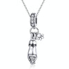 S925 Sterling Silver Sticky Cat DIY Bracelet Charm, Style:Pendant+Chain