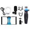 PULUZ 4 in 1 Vlogging Live Broadcast Smartphone Video Rig + 4.7 inch 12cm RGBW Ring LED Selfie Light + Microphone + Pocket Tripod Mount Kits with Cold Shoe Tripod Head(Blue)