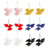 Long Exaggerated Fabric Art Handmade Petal Earrings, Color: E1908-23 Red