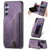 For Samsung Galaxy S25 Ultra 5G Retro Leather Zipper Wallet Back Phone Case(Purple)
