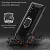 For Samsung Galaxy A31 Carbon Fiber Protective Case with 360 Degree Rotating Ring Holder(Black)