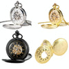 pm240 Classic Double Open Double Face Vintage Manual Mechanical Pocket Watch with Roman Lettering(Gold Shell Gold Face Movement)