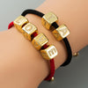 English Letter Beads Bracelet Brass Micro-inlaid Couple Red String Pull DIY Bracelet Jewelry, Style:Q