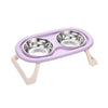 Collapsible Double Pet Bowl, Purple, Stainless Steel, Cat & Small Dog