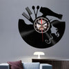 12 Inch Vinyl Record Wall Clock Haircut Girl 3D Retro Clock Living Room Decoration Quartz Wall Clock,Style: Without Light