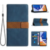 For Samsung Galaxy A15 4G / 5G Grid Stitching Leather Phone Case with Lanyard(Blue)