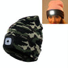 Unisex Warm Winter Polyacrylonitrile Knit Hat Adult Head Cap with 4 LED Lights, Button Battery (Army Green)