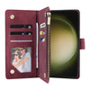 For Samsung Galaxy S25+ 5G Multifunctional Frosted Zipper Wallet Leather Phone Case(Wine Red)
