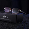 Men Anti Fatigue & Blue-ray Rimless Rhinestone Trimmed Presbyopic Glasses, +2.00D