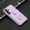 For Samsung Galaxy S25+ 5G Litchi Texture Drawing Card Bag Ring Holder Phone Case(Purple)