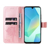 For Samsung Galaxy A26 5G Global Tree & Cat Embossed Pattern Flip Leather Phone Case(Rose Gold)