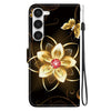 For Samsung Galaxy S23+ 5G Crystal Texture Colored Drawing Leather Phone Case(Gold Flower)