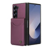 For Samsung Galaxy Z Fold6 AwQuer RFID Vertical Flip Card Bag Holder Leather Phone Case(Dark Purple)