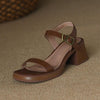 Summer Platform Mid Heel Open Toe Sandals, Size: 37(Brown)