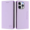 For iPhone 14 Pro RC01 Dual-Folded Magnetic Suction RFID Leather Phone Case(Light Purple)