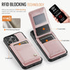 For iPhone 15 Pro Max AutSpace A12 MagSafe Magnetic RFID Card Bag Phone Case(Rose Gold)