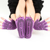 Non-slip Open Finger Yoga Sports Gloves+Five Finger Yoga Socks Set, Size: One Size(Open Toe Purple)