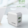LDNIO A2201 2.4A Dual USB Charging Head Travel Direct Charge Mobile Phone Adapter Charger With Micro Data Cable (US Plug)