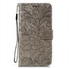 For Xiaomi Redmi K70 Lace Flower Embossing Flip Leather Phone Case(Grey)