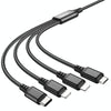 hoco X76 4 in 1 2A Dual 8 Pin + USB-C / Type-C + Micro USB Super Charging Cable,Length: 1m(Black)