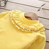 Spring Girls Solid Color Lace Round Neck Bottoming Shirt Children Clothing, Height:130cm(Yellow)