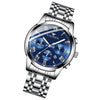 FNGEEN 4006 Men Trendy Waterproof Quartz Watch(White Steel Blue Surface)