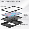 For Samsung Galaxy Tab S6 T860 3-Layer Protection  Screen Frame + PC + Silicone Shockproof Combination Case with Holder(Black+Black)