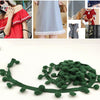 20 Yards Pompom Lace Ribbon Fur Ball Trim For Craft DIY Curtain Home Decorative Clothes Sewing Accessories(Dark Green)