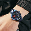 SANDA 1062 360 Degree Hollow Spinning Dial Leather Strap Quartz Watch for Men(Black)