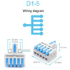 5pcs D1-5 Push Type Mini Wire Connection Splitter Quick Connect Terminal Block(Blue)