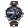 CAGARNY 6820 Fashionable Multifunctional Style Quartz Business Sport Wrist Watch with Leather Band & GMT Time & Calendar & Luminous Display for Men(Brown)