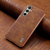 For Samsung Galaxy A36 AZNS Electroplated Frame Crocodile Texture Full Coverage Phone Case(Brown)