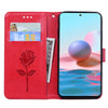 For Xiaomi Redmi Note 10 Rose Embossed Horizontal Flip PU Leather Case with Holder & Card Slots & Wallet(Red)