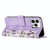 For iPhone 15 Pro Max Floral Pattern Leather Phone Case with Lanyard(Light Purple)