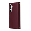 For Samsung Galaxy S24 5G Nine-card Slots Zipper Wallet Bag Leather Phone Case(Wine Red)