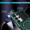For Samsung Galaxy S25 Ultra 5G Sliding Camshield MagSafe Holder TPU Hybrid PC Phone Case(Deep Green)