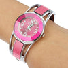 XinHua Women Diamond Mirror Surface Hollow Stainless Steel Bracelet Quartz Watch(Pink)